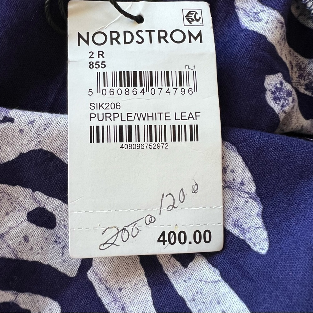 New! Sika Purple Leaf Print Cotton Maxi Shirt Dress 17509 - Picture 9 of 11